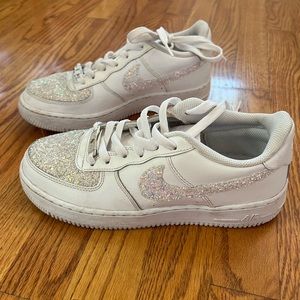 Custom Nike air made by drip creation with glitter